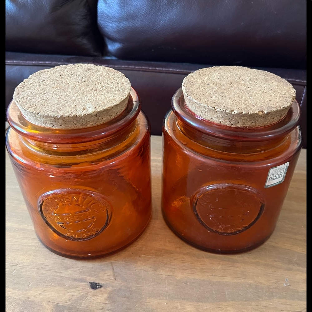 Vidrios San Miguel Spain  recycled canisters. Set of two. No chips or cracks